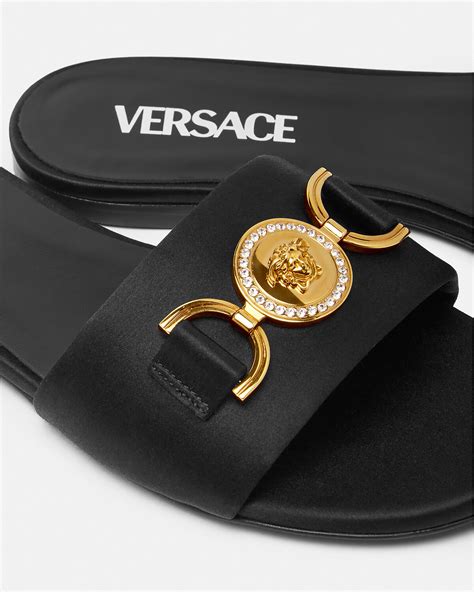 versace medusa rubber slide sandals|Versace Medusa flats sandals women.